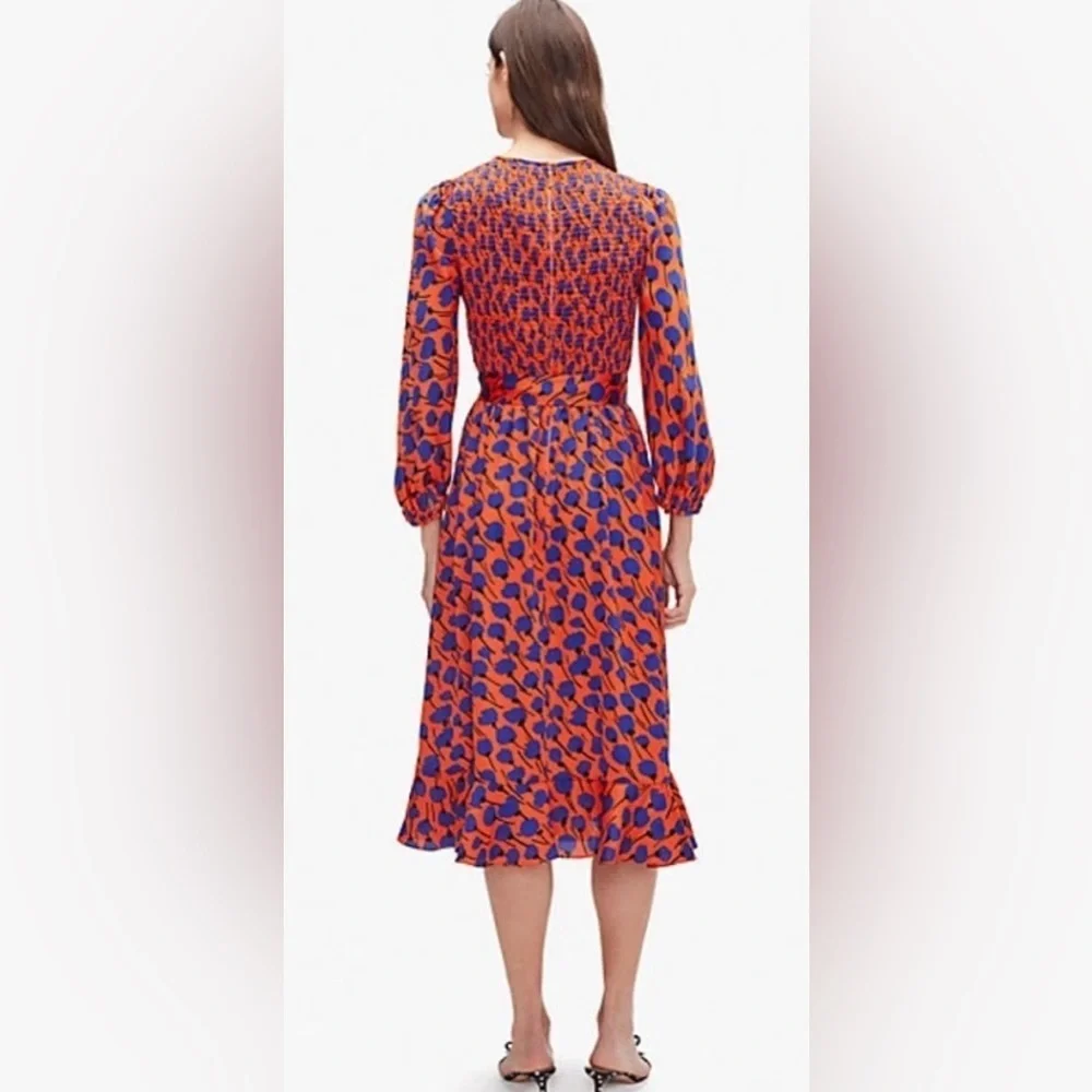 Kate spade poetic floral smocked dress size 4
